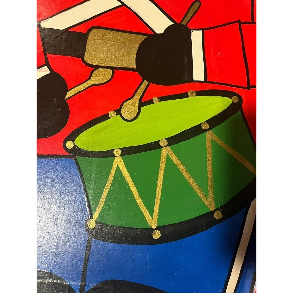Two Paper Mache Drummer Boy Trays Butler Christmas Vintage 24.5”